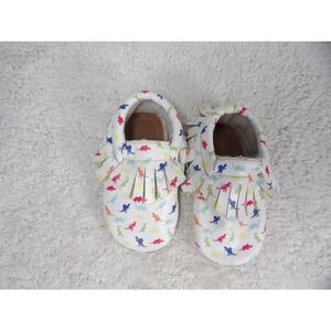 Dinosaur Print Vegan Leather Baby Moccasins Size 7 (30-36)